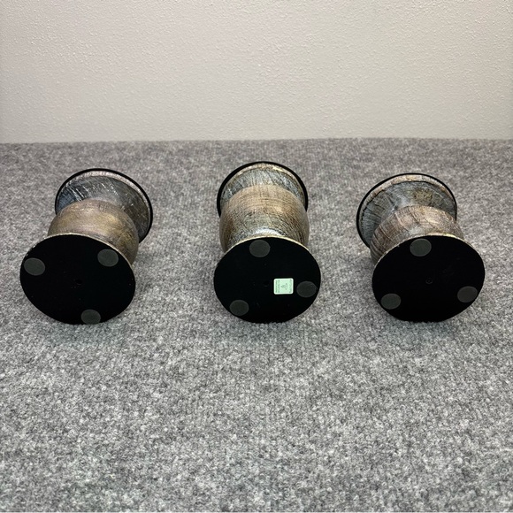 PartyLite Modern Rustic Pillar Holders Set of 3 Gray Wood Finish P9053 with Box - Picture 7 of 15
